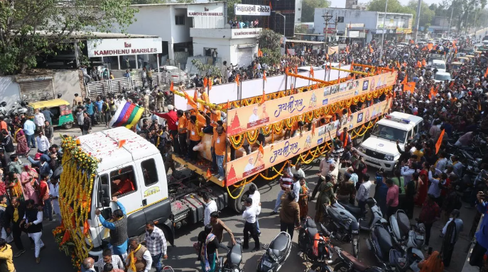 4600 किलो का ध्वजा दंड अयोध्या के लिए रवाना