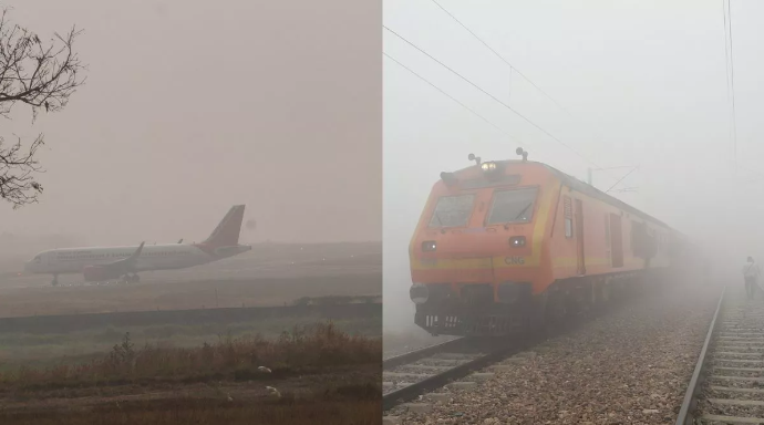 यूपी में कोहरे का असर, कई उड़ानें हुई निरस्त; देर से पहुंची ट्रेनें