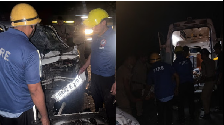 आशारोड़ी के पास सीमेंट के ट्रेलर में घुसी कार, हरियाणा के चार लोगों की मौत