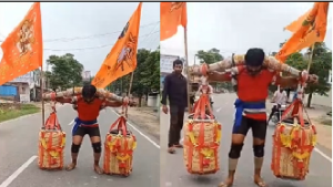 सबसे भारी कांवड़, 306 दिन की यात्रा, कंधों पर 351 लीटर गंगाजल लेकर चल रहा कांवड़िया, एक दिन में तय करते हैं एक किमी की दूरी