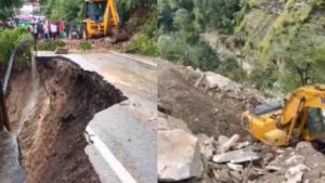 यमुनोत्री राजमार्ग: सड़क धंसने से फूलचट्टी में मची अफरा-तफरी, पैदल चलना भी हुआ मुश्किल