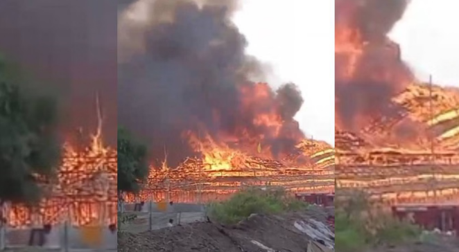 अयोध्या: महायज्ञ में अज्ञात कारणों से लगी भीषण आग, रेस्क्यू जारी