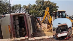 ब्रेक फेल होने पर पलटी बस, 5 लोगों की मौत, 20 से ज्यादा घायल