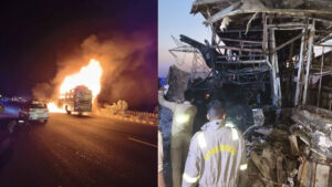 Agra Lucknow Expressway Accident: ट्रक से टकराकर स्लीपर बस में लगी आग, 2 की मौत
